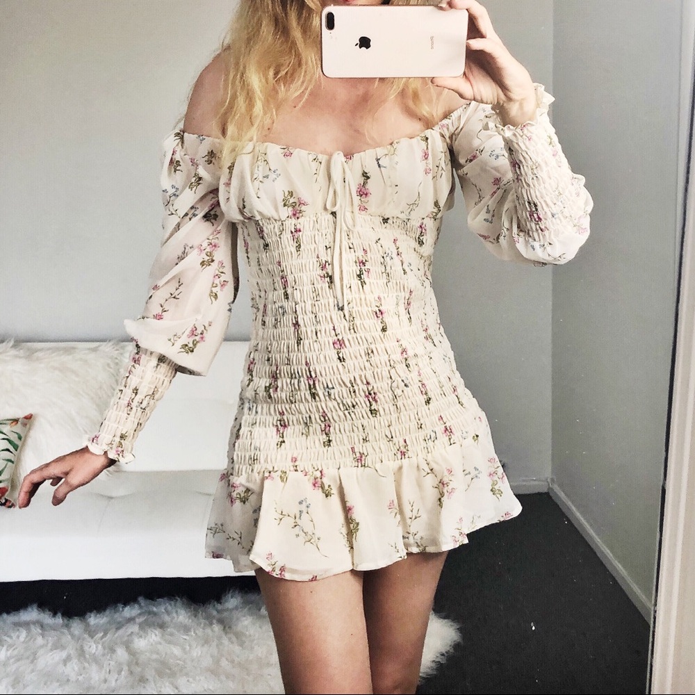 Floral off the shoulder prairie dress